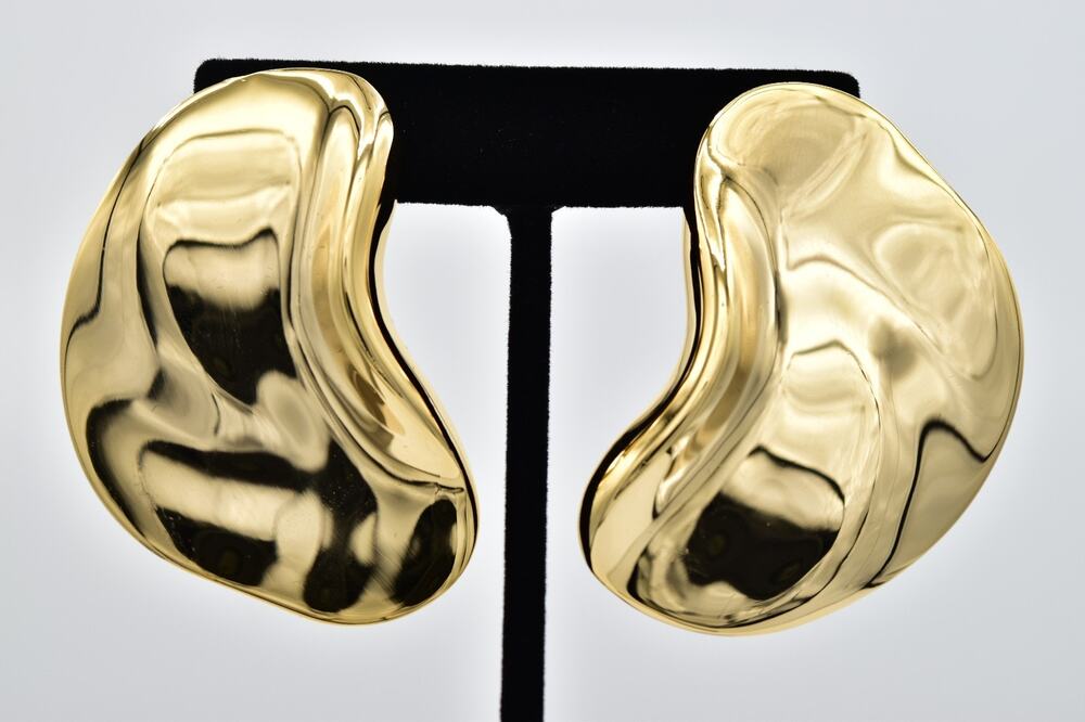 Vintage NOS Gold Oversized Abstract Sculptural Statement Earrings Gold 80s NS10
